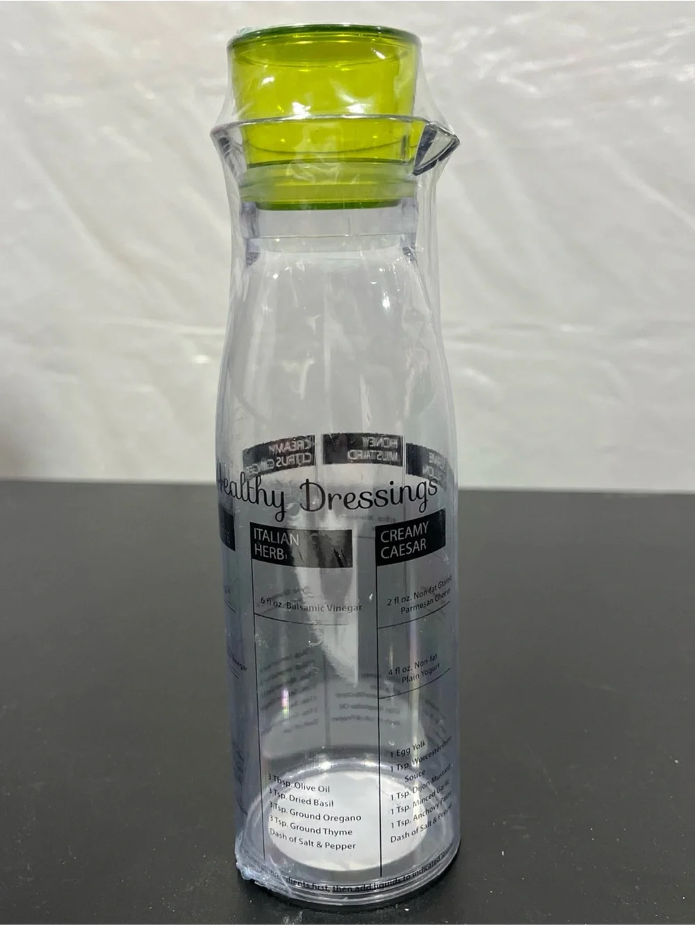Healthy Dressing Glass Salad Dressing Bottle with Lime Green Lid